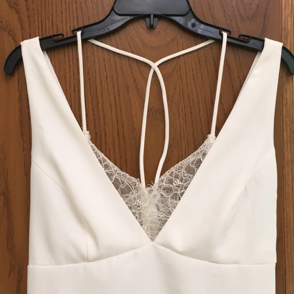 NWT Bridesmaid wedding White Dress with Eyelash Lace Lining
